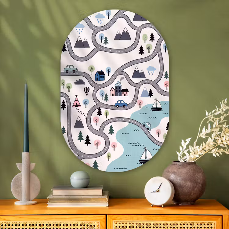 Muurovaal - Glas - Kaart - Stad - Kindvriendelijk — 2