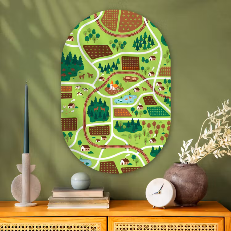 Muurovaal - Glas - Platteland - Dieren - Illustratie — 2