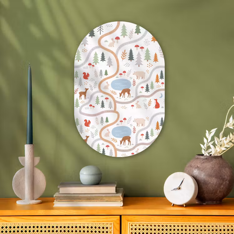 Muurovaal - Kunststof - Dieren - Bos - Illustratie — 1