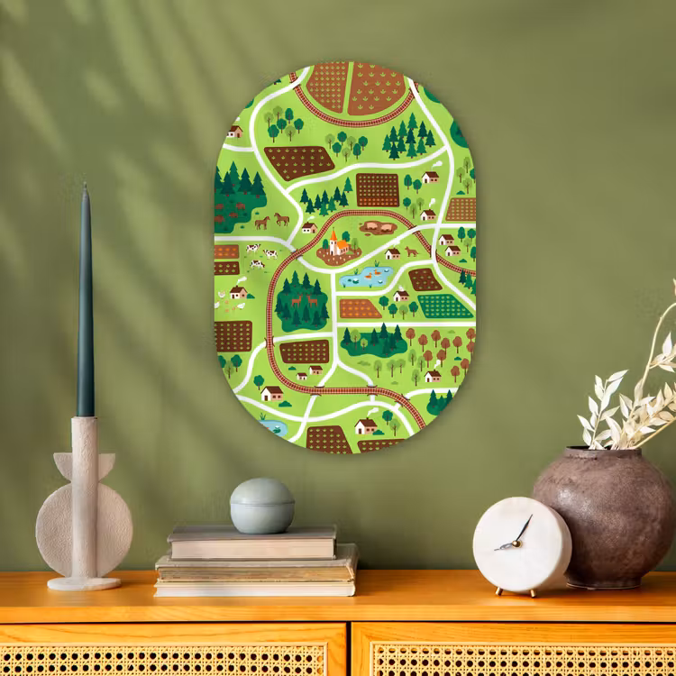 Muurovaal - Kunststof - Platteland - Dieren - Illustratie — 2