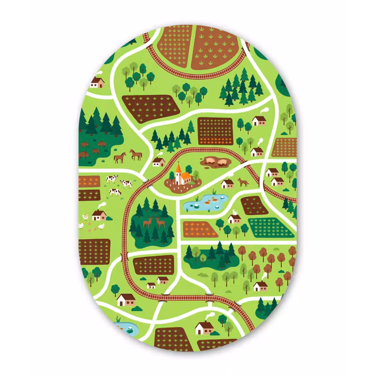Muurovaal - Kunststof - Platteland - Dieren - Illustratie — 3