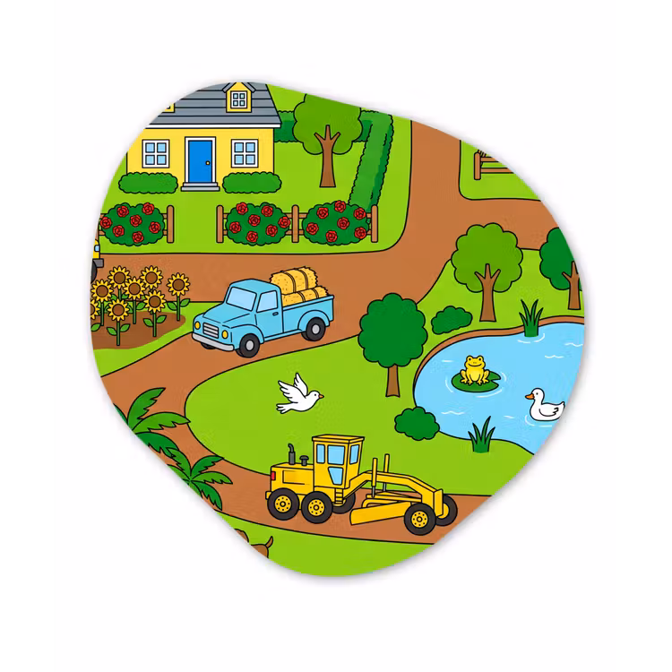 Organisch schilderij - Glas - Platteland - Dieren - Cartoon — 1