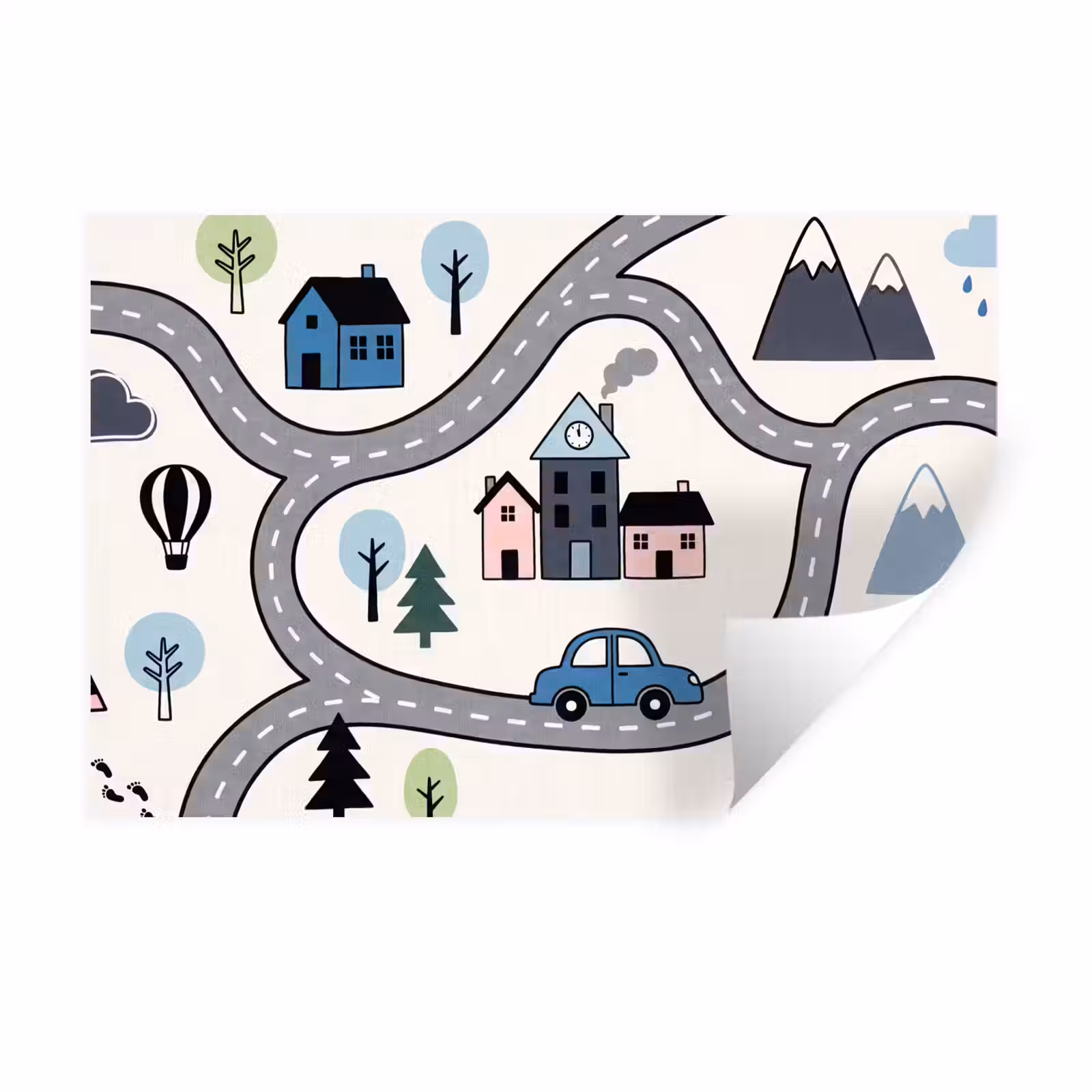 Muursticker - Kaart - Stad - Kindvriendelijk — 1