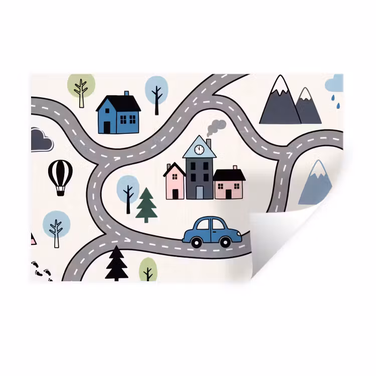 Muursticker - Kaart - Stad - Kindvriendelijk — 1