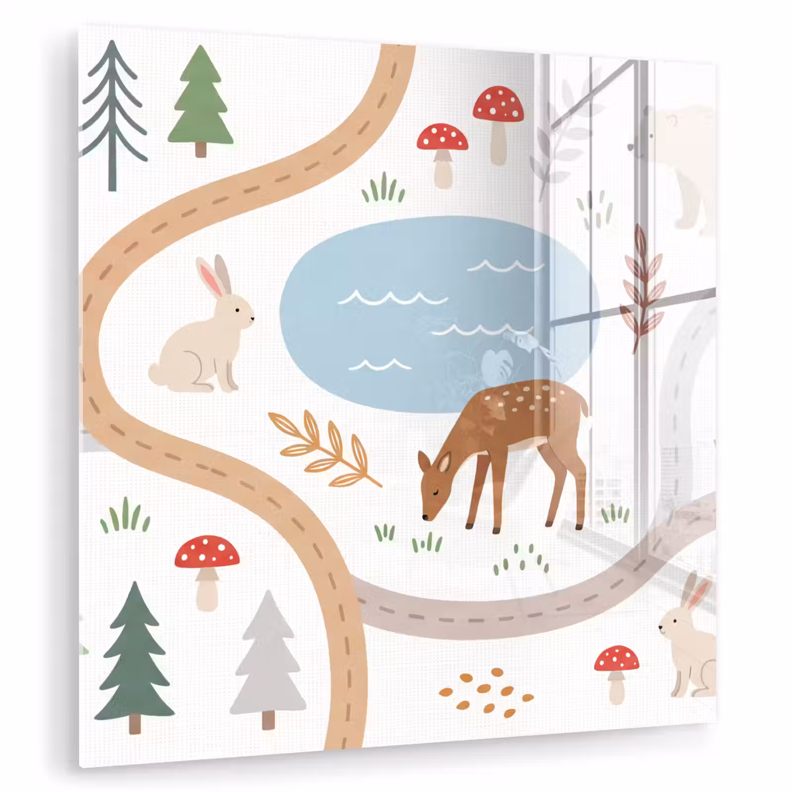 Glas schilderij - Dieren - Bos - Illustratie — 1