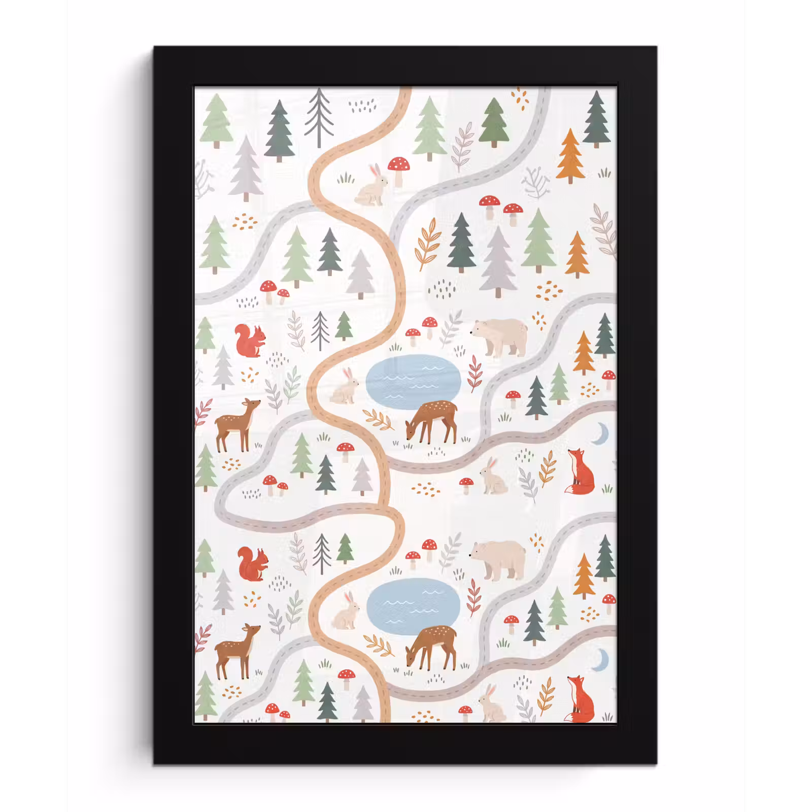 Poster met lijst - Dieren - Bos - Illustratie — 1