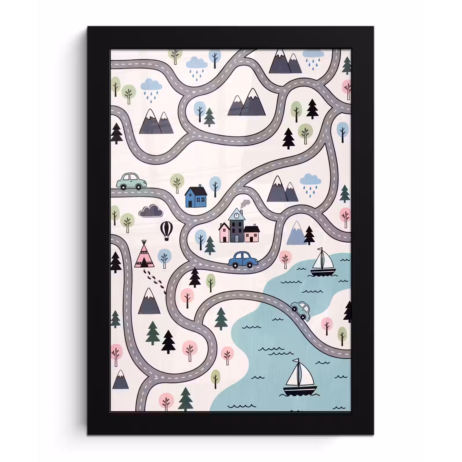 Poster met lijst - Kaart - Stad - Kindvriendelijk — 1