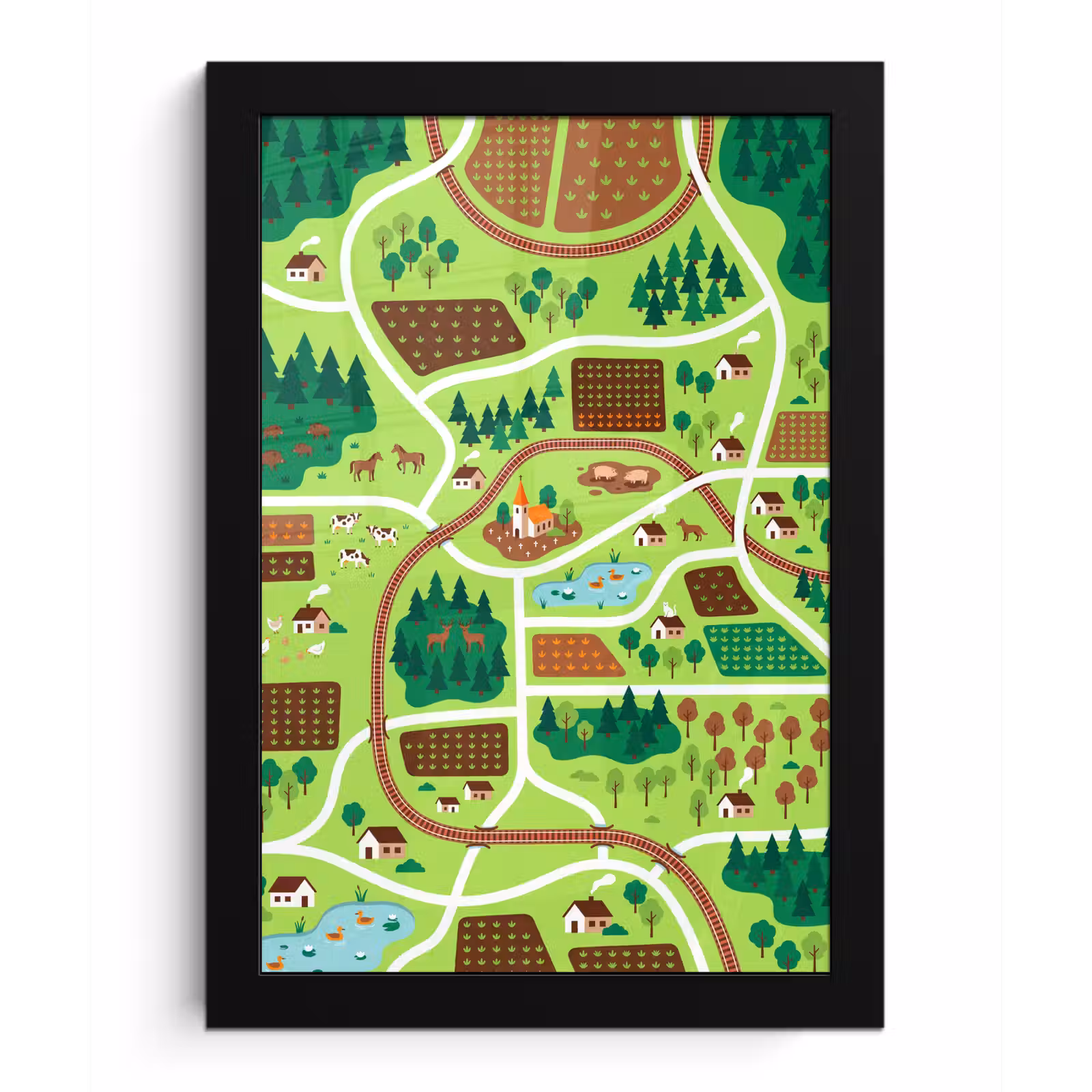 Poster met lijst - Platteland - Dieren - Illustratie — 1