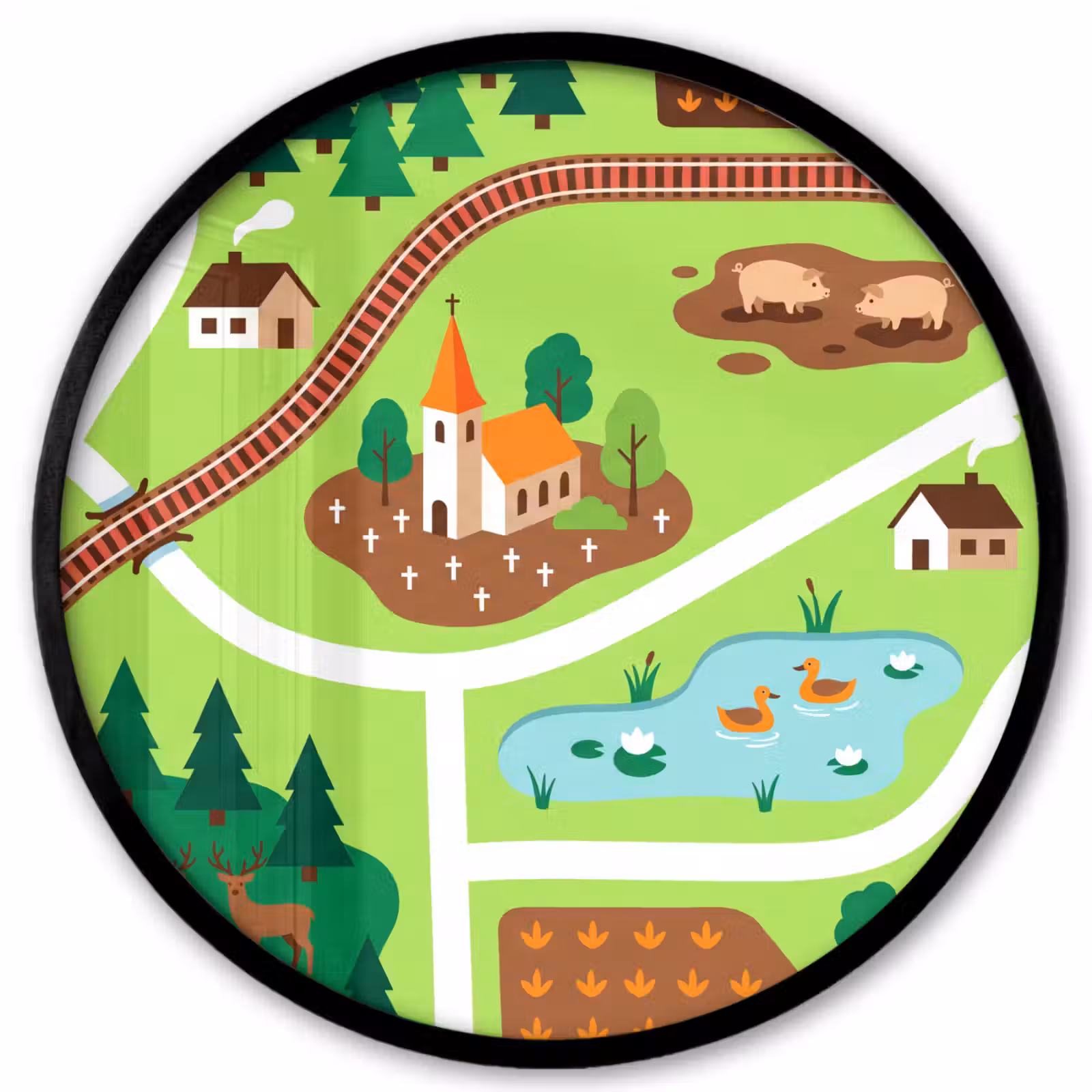 Ronde fotolijst - Platteland - Dieren - Illustratie — 1