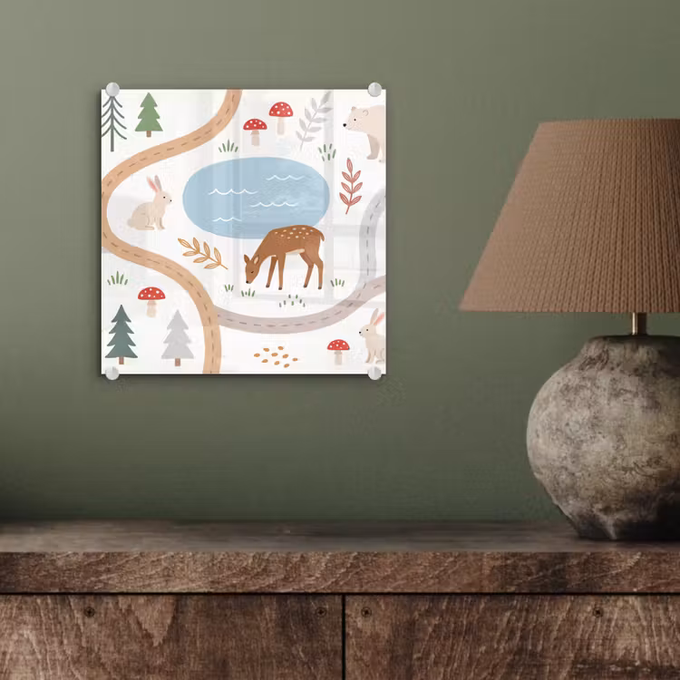 Glas schilderij - Dieren - Bos - Illustratie — 4