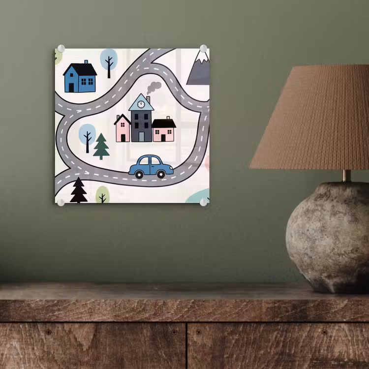 Glas schilderij - Kaart - Stad - Kindvriendelijk — 4