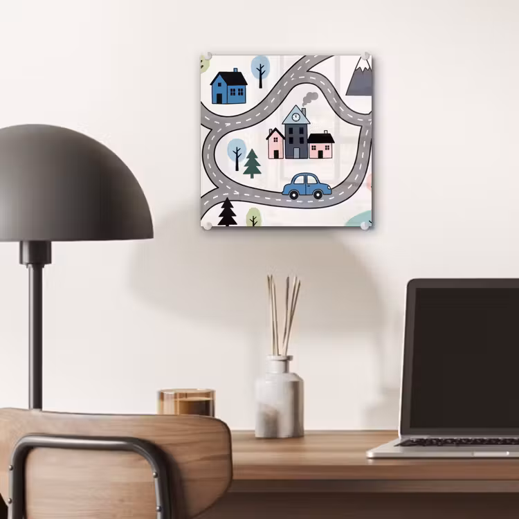 Glas schilderij - Kaart - Stad - Kindvriendelijk — 7
