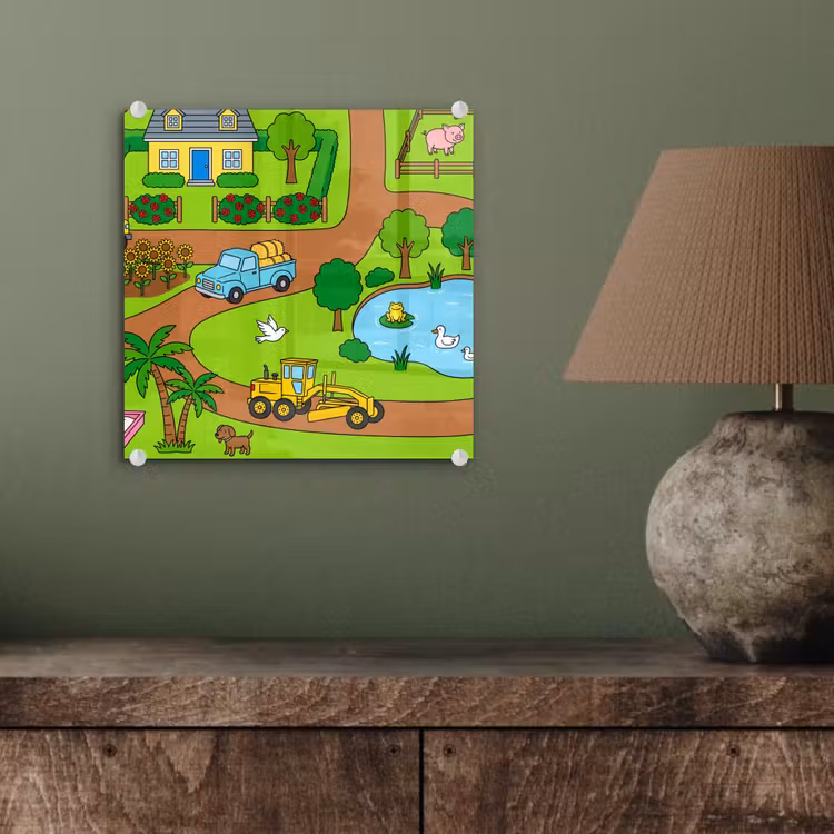 Glas schilderij - Platteland - Dieren - Cartoon — 4