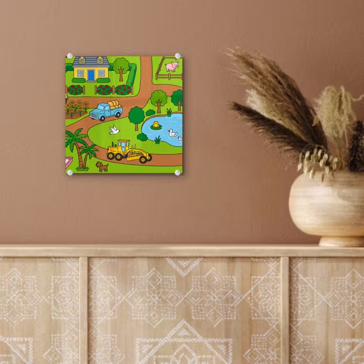 Glas schilderij - Platteland - Dieren - Cartoon — 6