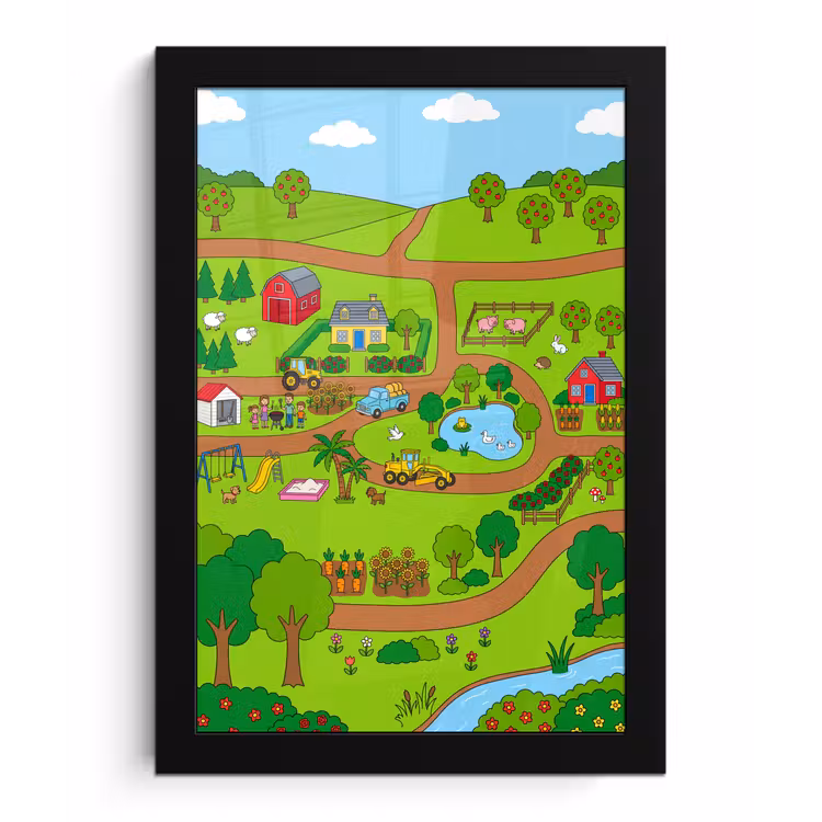 Poster met lijst - Platteland - Dieren - Cartoon — 1