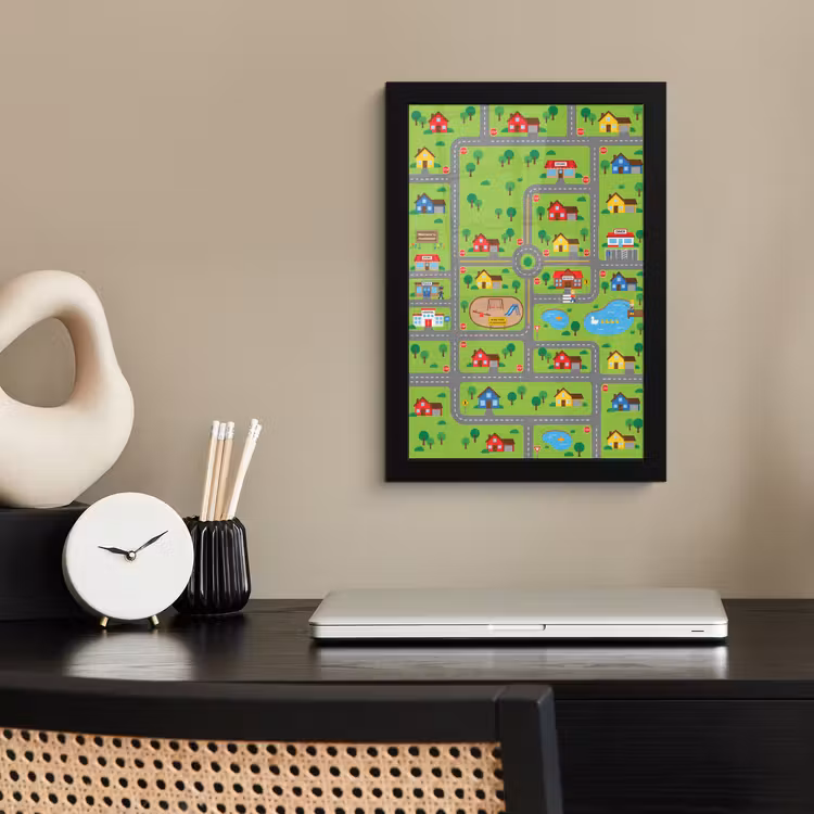 Poster met lijst - Stad - Wegen - Cartoon — 2