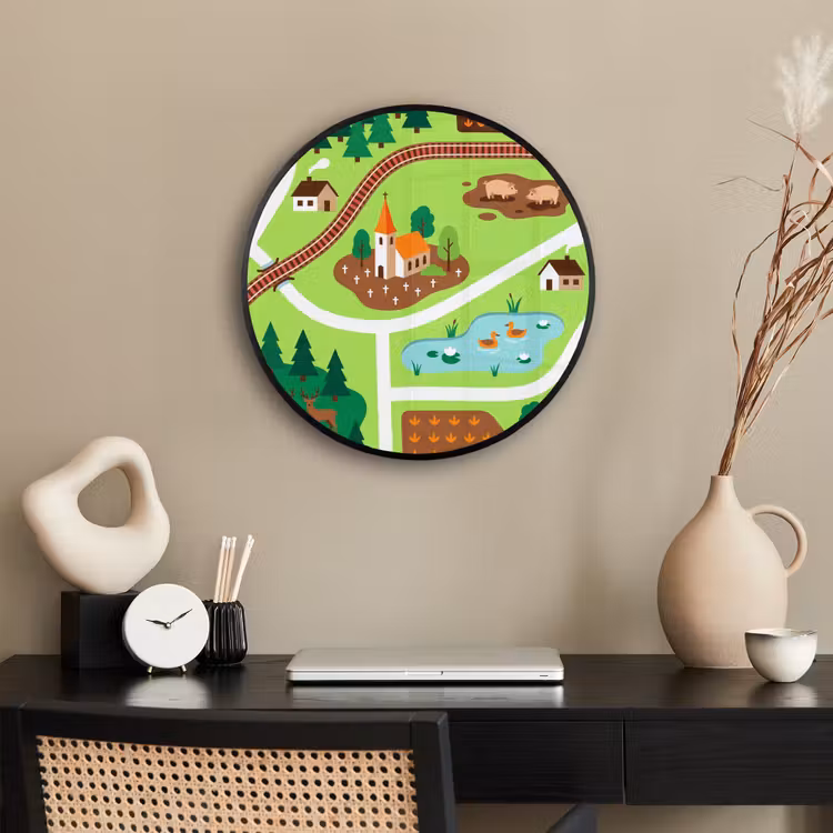 Ronde fotolijst - Platteland - Dieren - Illustratie — 3