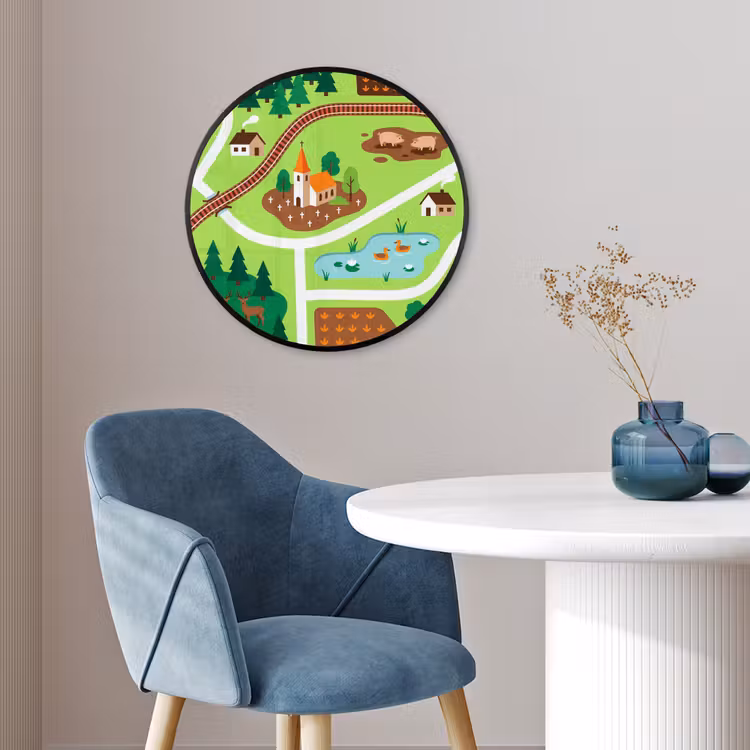 Ronde fotolijst - Platteland - Dieren - Illustratie — 4