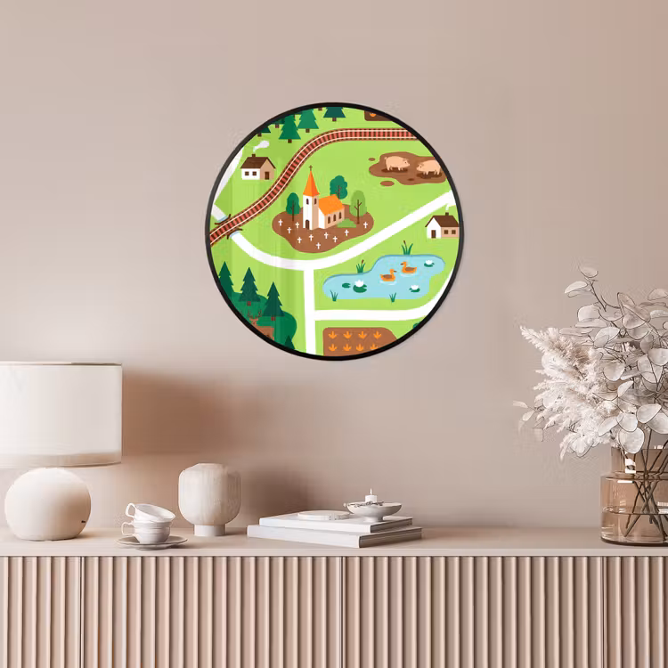 Ronde fotolijst - Platteland - Dieren - Illustratie — 5