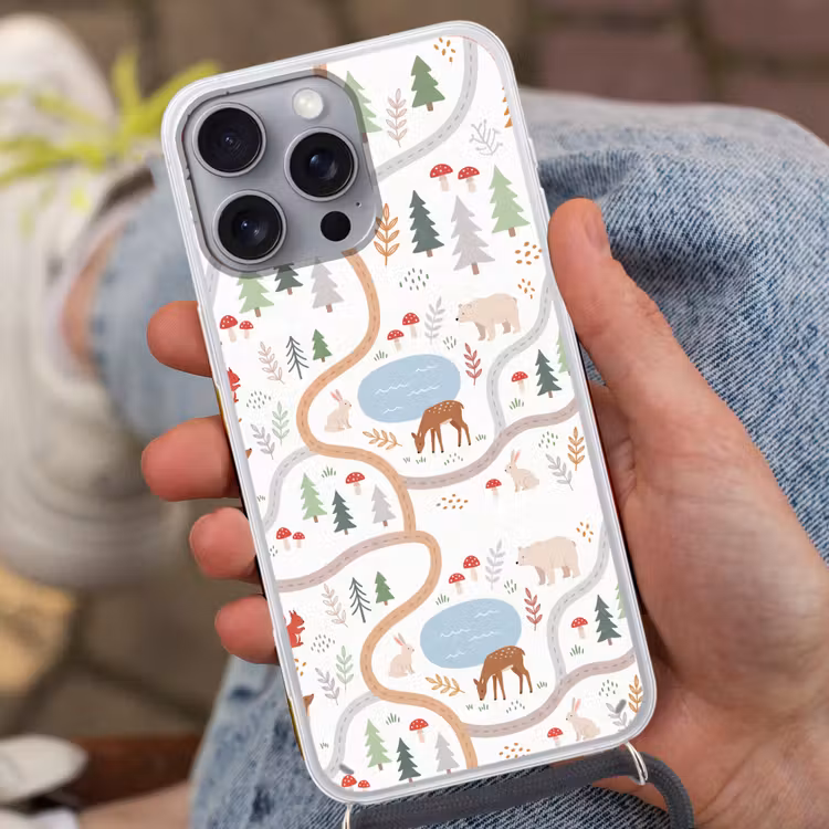 Telefoonhoesje met koord - Dieren - Bos - Illustratie — 2