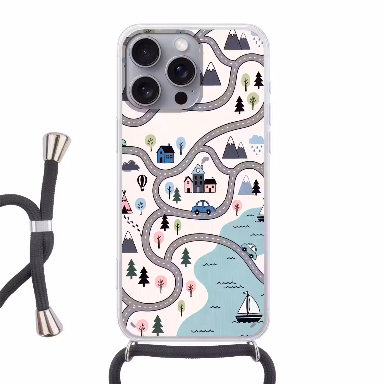 Telefoonhoesje met koord - Kaart - Stad - Kindvriendelijk — 1