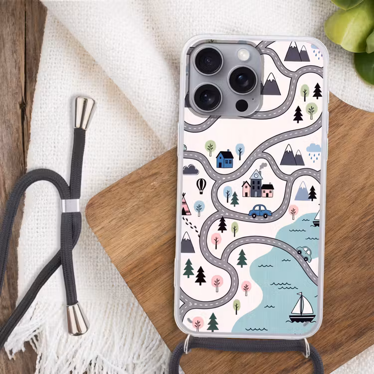 Telefoonhoesje met koord - Kaart - Stad - Kindvriendelijk — 3