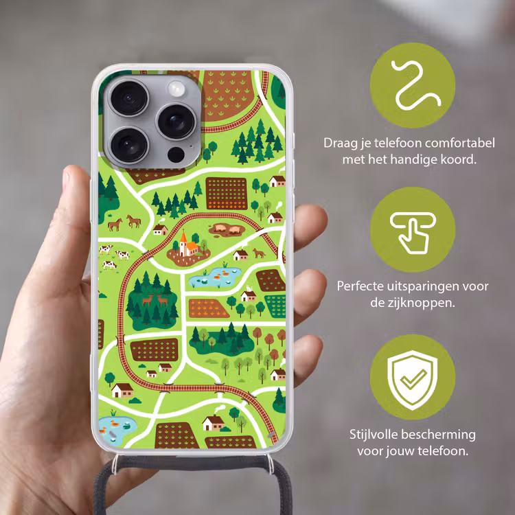 Telefoonhoesje met koord - Platteland - Dieren - Illustratie — 4