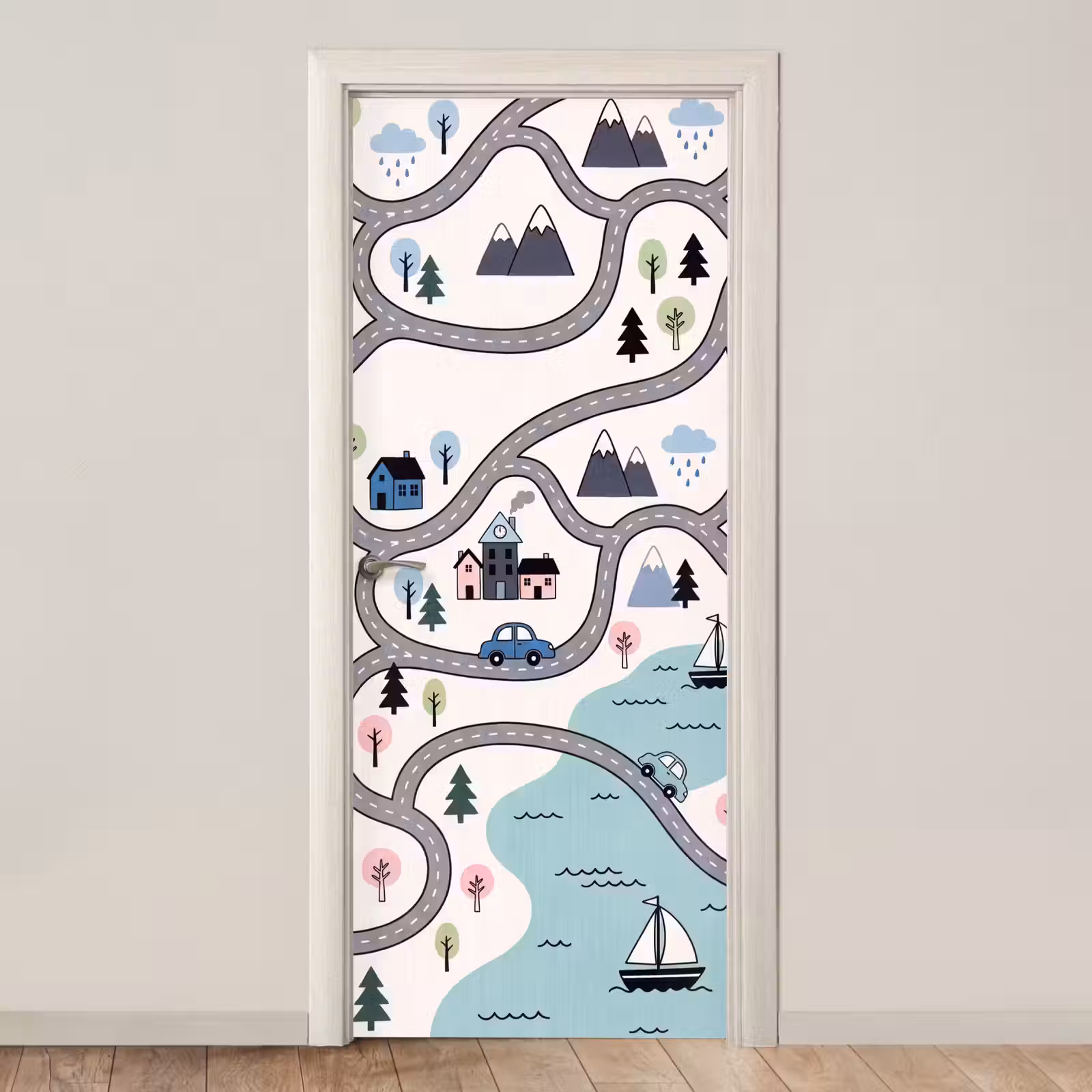 Deursticker - Kaart - Stad - Kindvriendelijk — 1