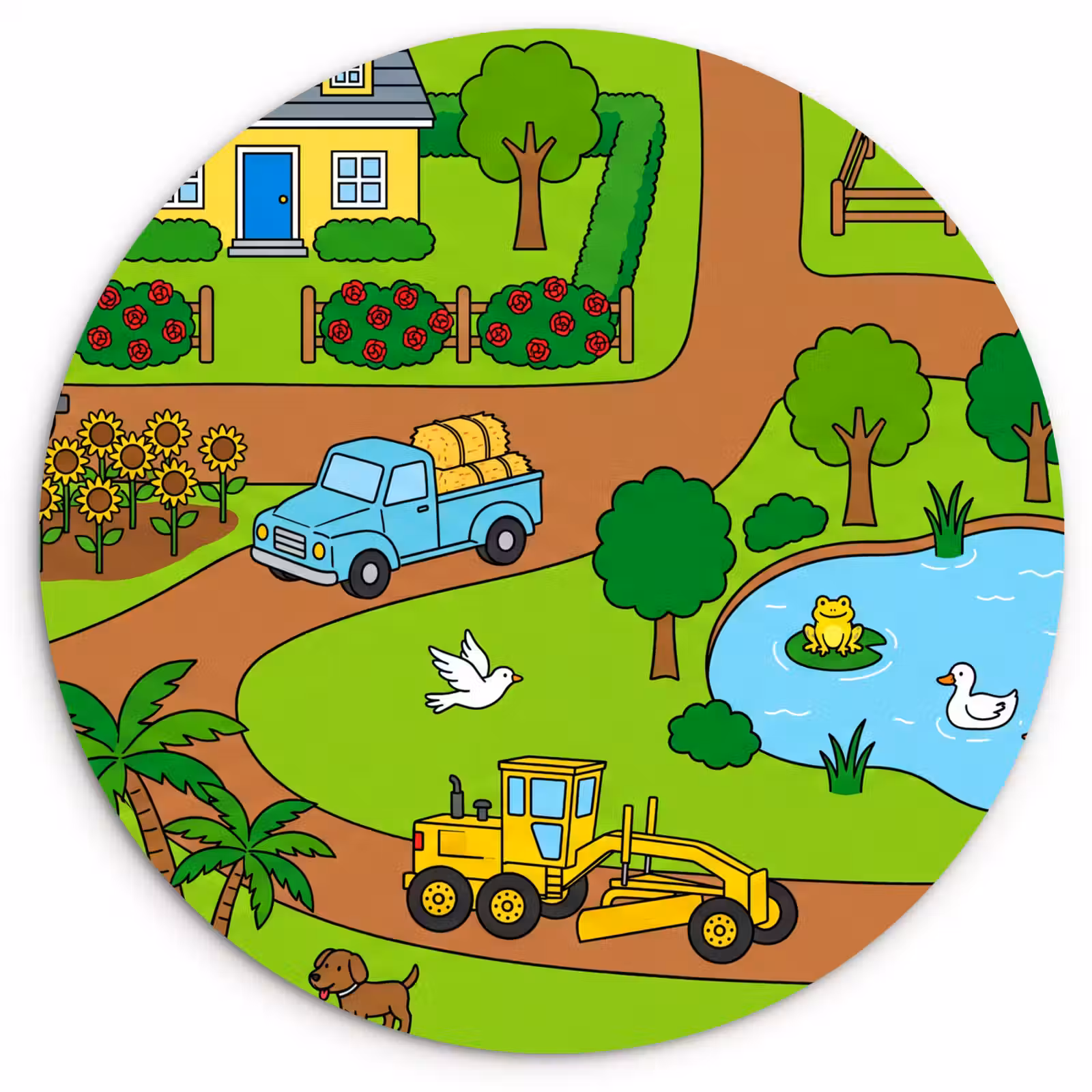 Wandcirkel - Glas - Platteland - Dieren - Cartoon — 1