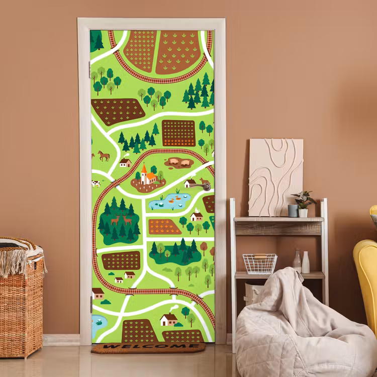 Deursticker - Platteland - Dieren - Illustratie — 2