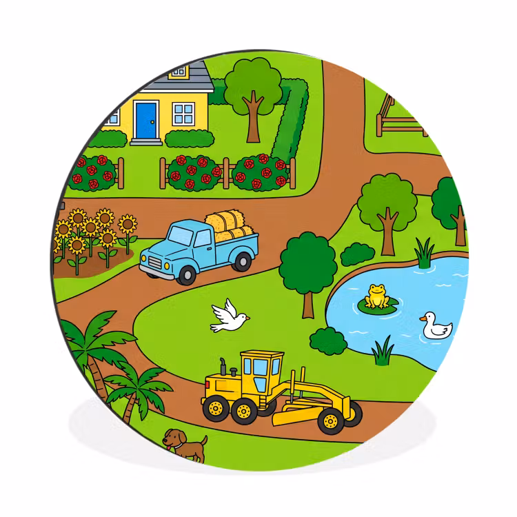 Wandcirkel - Aluminium - Platteland - Dieren - Cartoon — 1