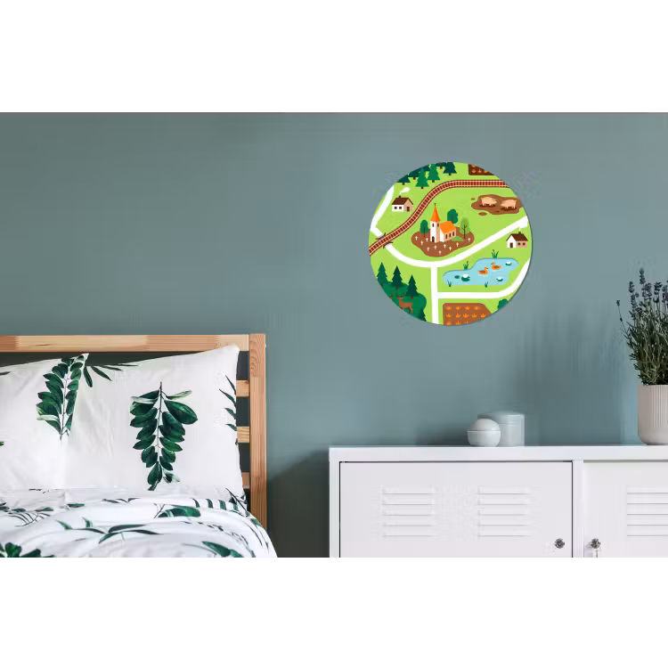 Wandcirkel - Aluminium - Platteland - Dieren - Illustratie — 4