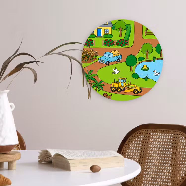 Wandcirkel - Glas - Platteland - Dieren - Cartoon — 4