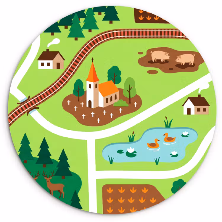 Wandcirkel - Glas - Platteland - Dieren - Illustratie — 1