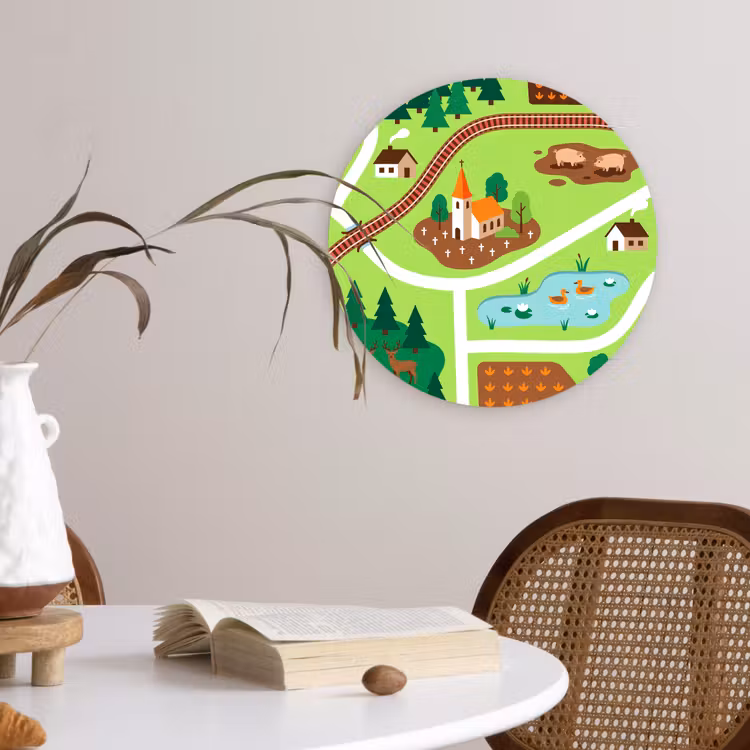 Wandcirkel - Glas - Platteland - Dieren - Illustratie — 4