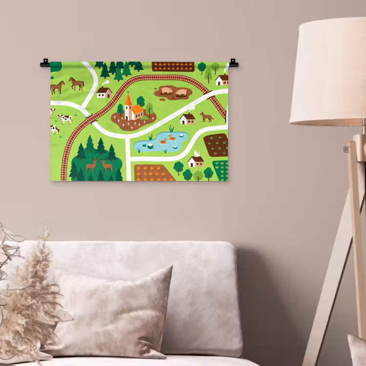 Wandkleed - Platteland - Dieren - Illustratie — 2