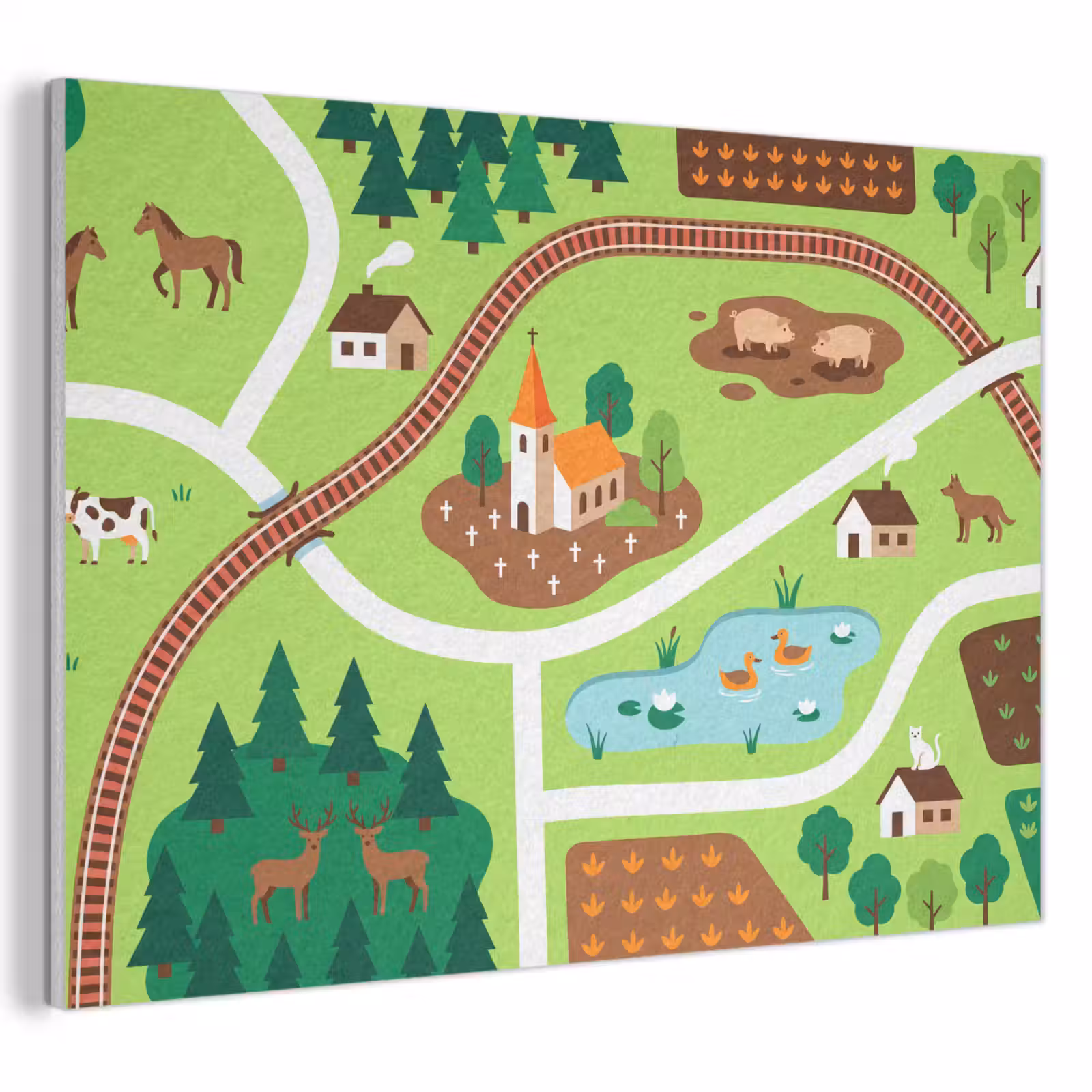 Akoestisch schilderij - Platteland - Dieren - Illustratie — 1