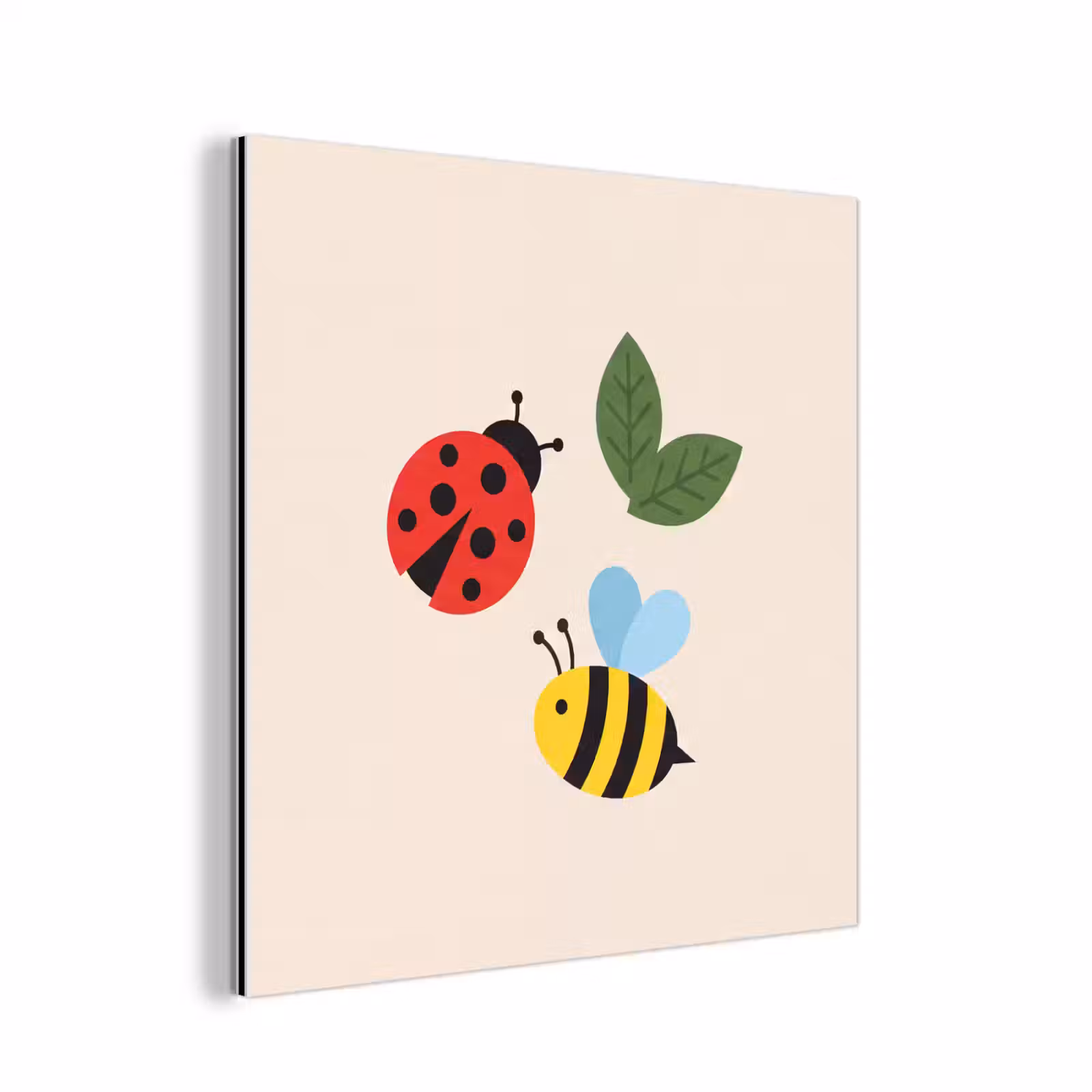 Aluminium schilderij - Insect - Blad - Natuur - Speels - Illustratie — 1