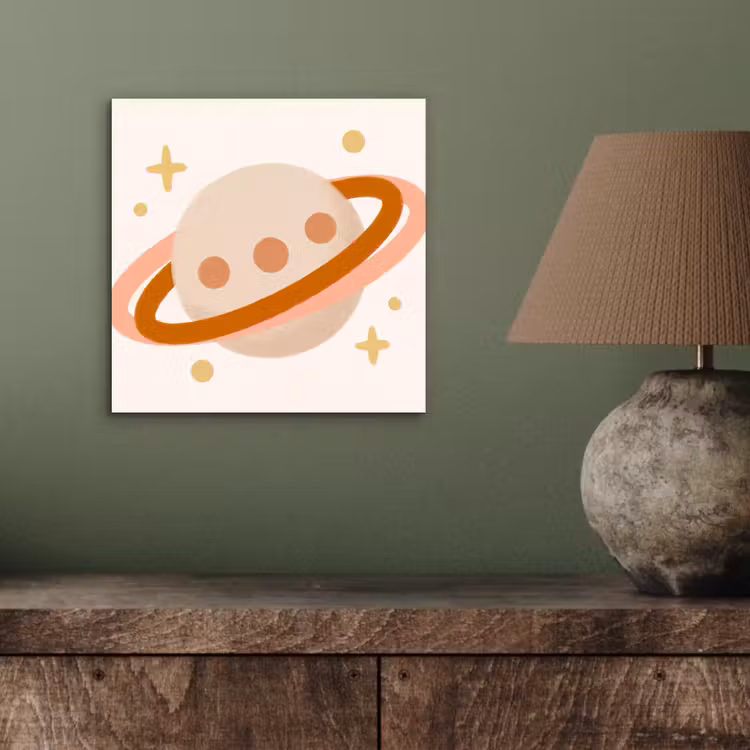 Aluminium schilderij - Planeet - Ringen - Ruimte - Illustratie - Beige — 3