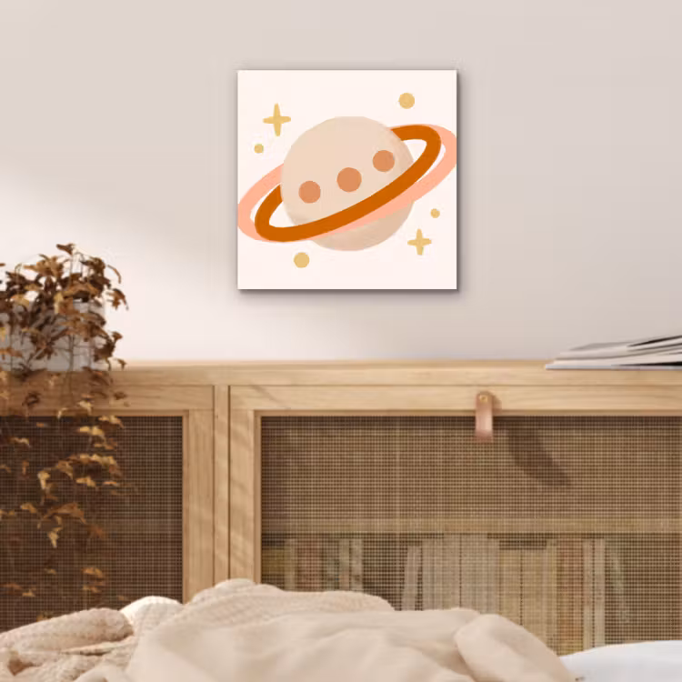 Aluminium schilderij - Planeet - Ringen - Ruimte - Illustratie - Beige — 4