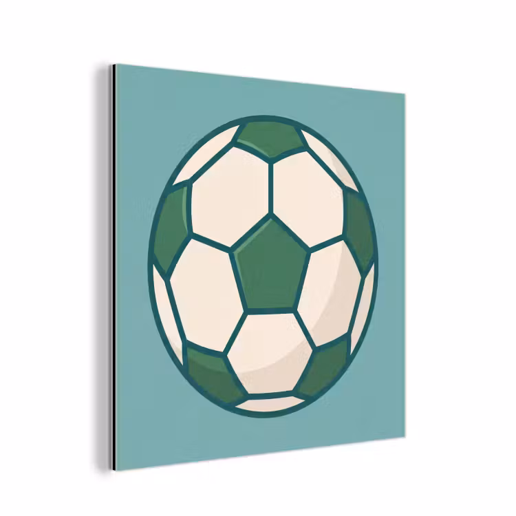 Aluminium schilderij - Voetbal - Geometrisch - Sport - Illustratie - Blauwgroen — 1