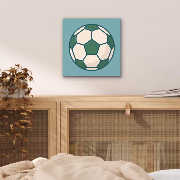 Aluminium schilderij - Voetbal - Geometrisch - Sport - Illustratie - Blauwgroen — 4