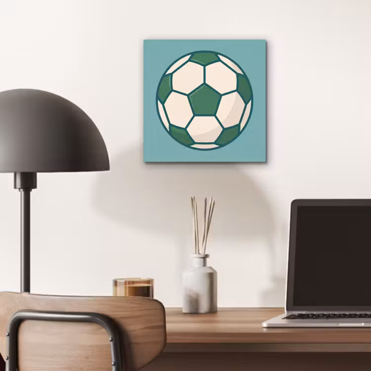 Aluminium schilderij - Voetbal - Geometrisch - Sport - Illustratie - Blauwgroen — 6