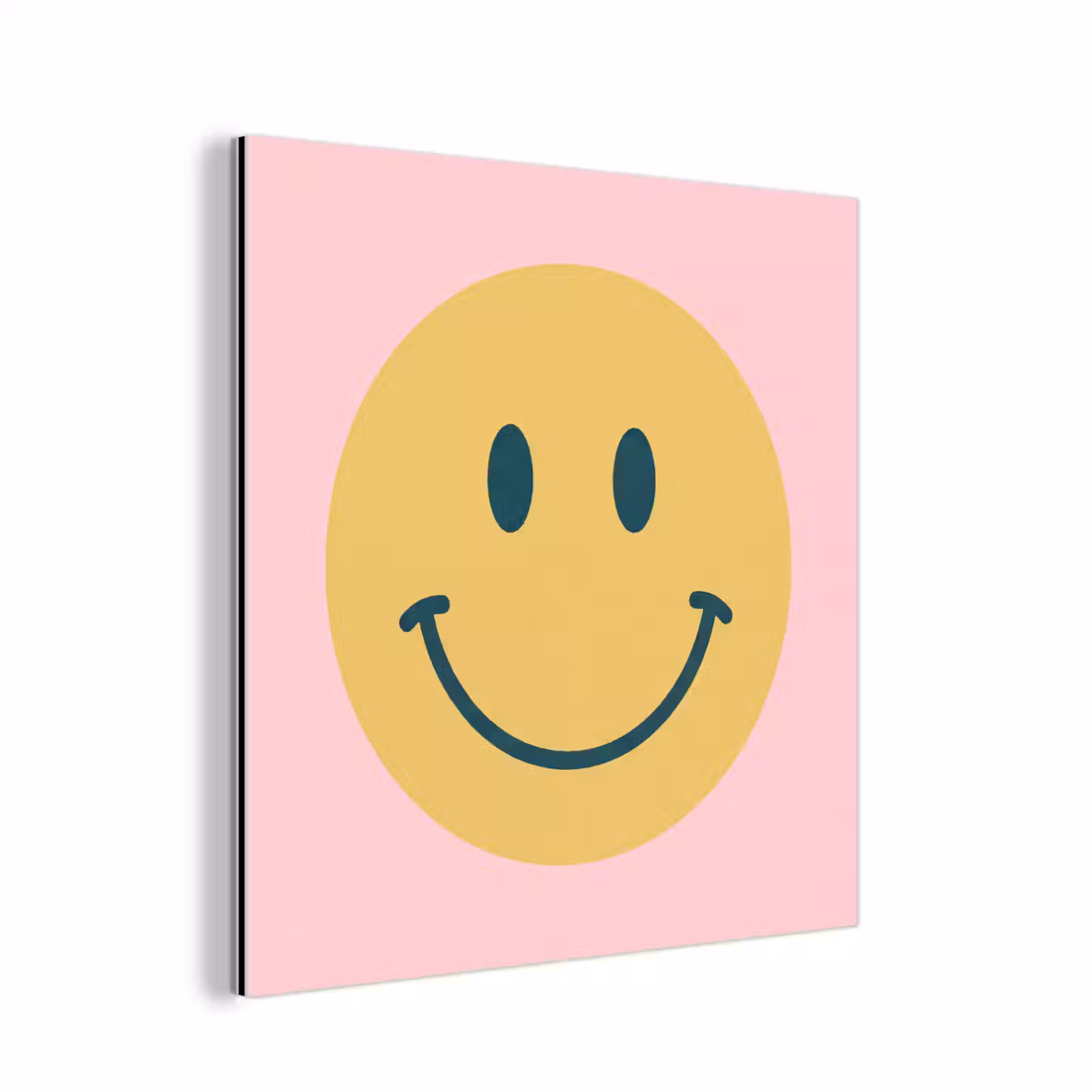 Aluminium schilderij - Smiley - Geel - Roze - Symbool - Minimalistisch — 1