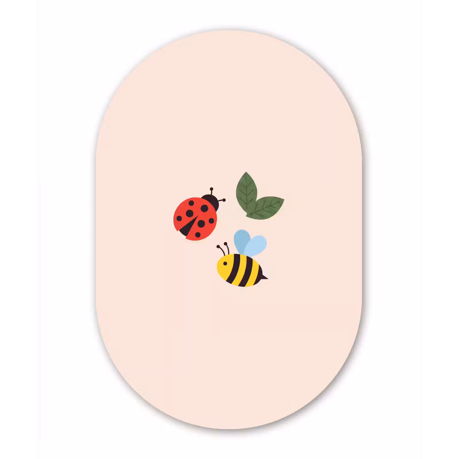 Muurovaal aluminium - Insect - Blad - Natuur - Speels - Illustratie — 1