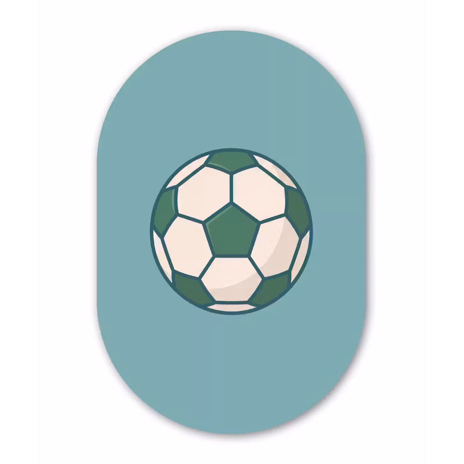 Muurovaal aluminium - Voetbal - Geometrisch - Sport - Illustratie - Blauwgroen — 1