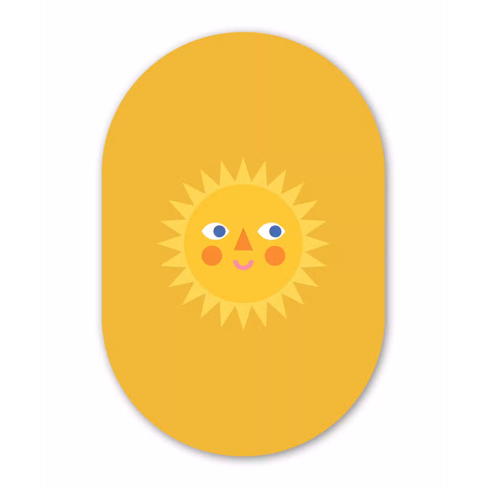 Muurovaal aluminium - Zon - Gezicht - Zomer - Illustratie - Geel — 1