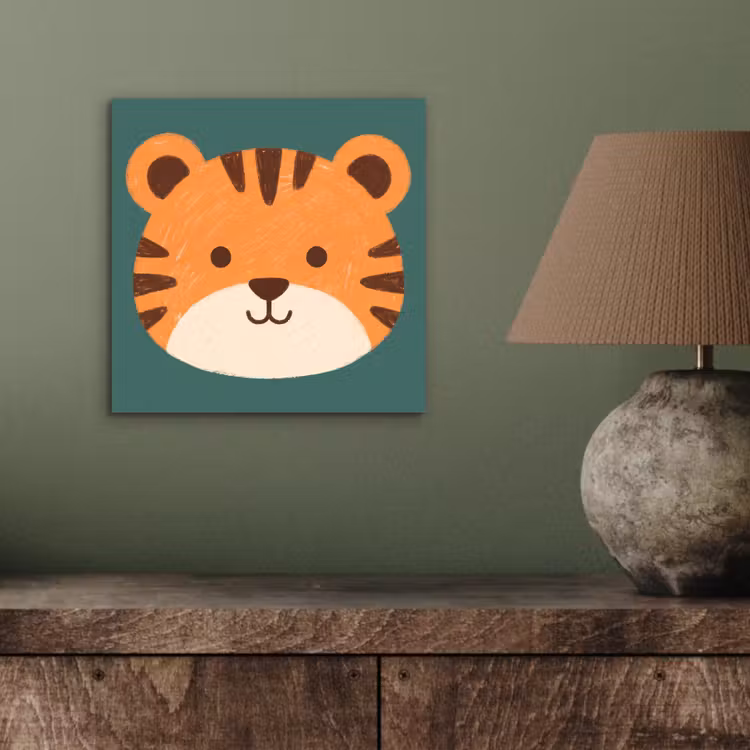 Aluminium schilderij - Dieren - Kop - Oranje - Illustratie - Modern — 3