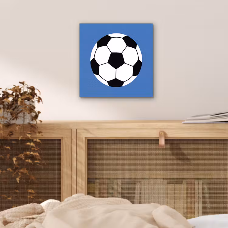 Aluminium schilderij - Voetbal - Zwart-wit - Sport - Illustratie - Blauw — 4