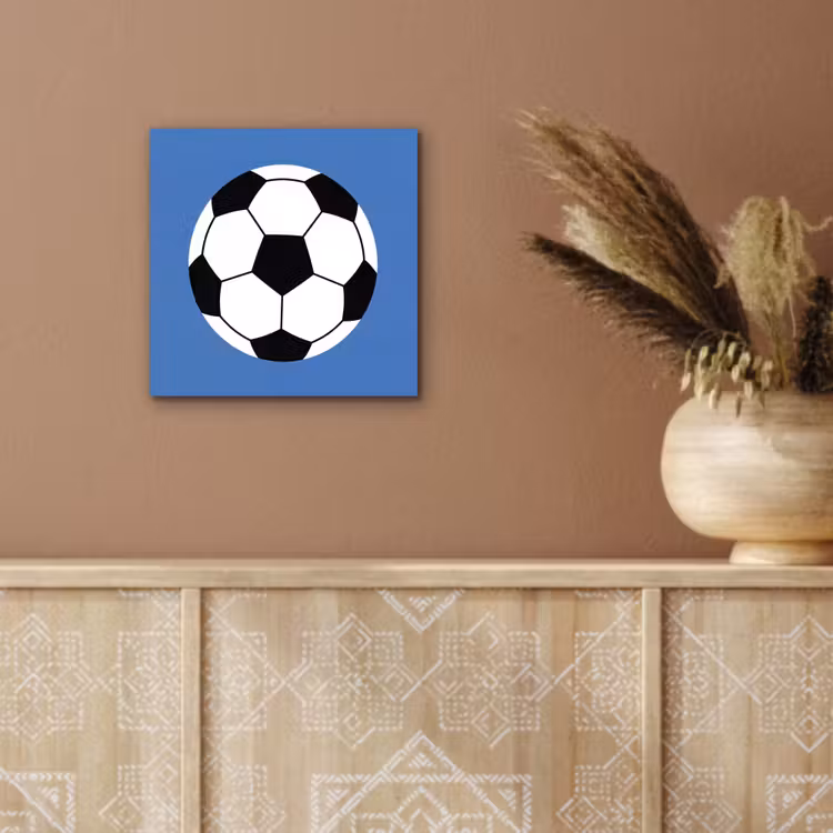 Aluminium schilderij - Voetbal - Zwart-wit - Sport - Illustratie - Blauw — 5